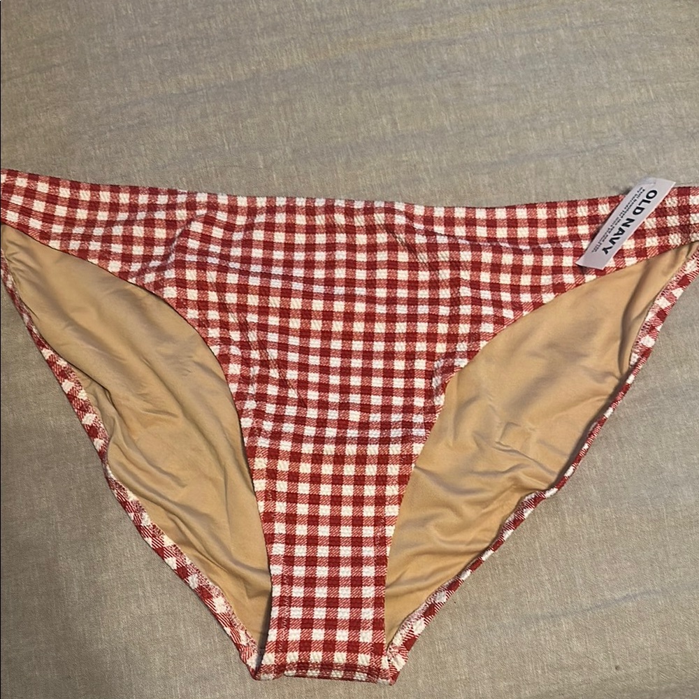 Old Navy Red Checkered Bikini Bottom